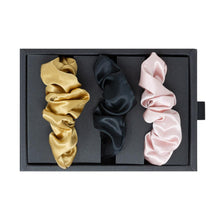 Laden Sie das Bild in den Galerie-Viewer, Blissy Haar-Scrunchies - Schwarz, Gold, Pink