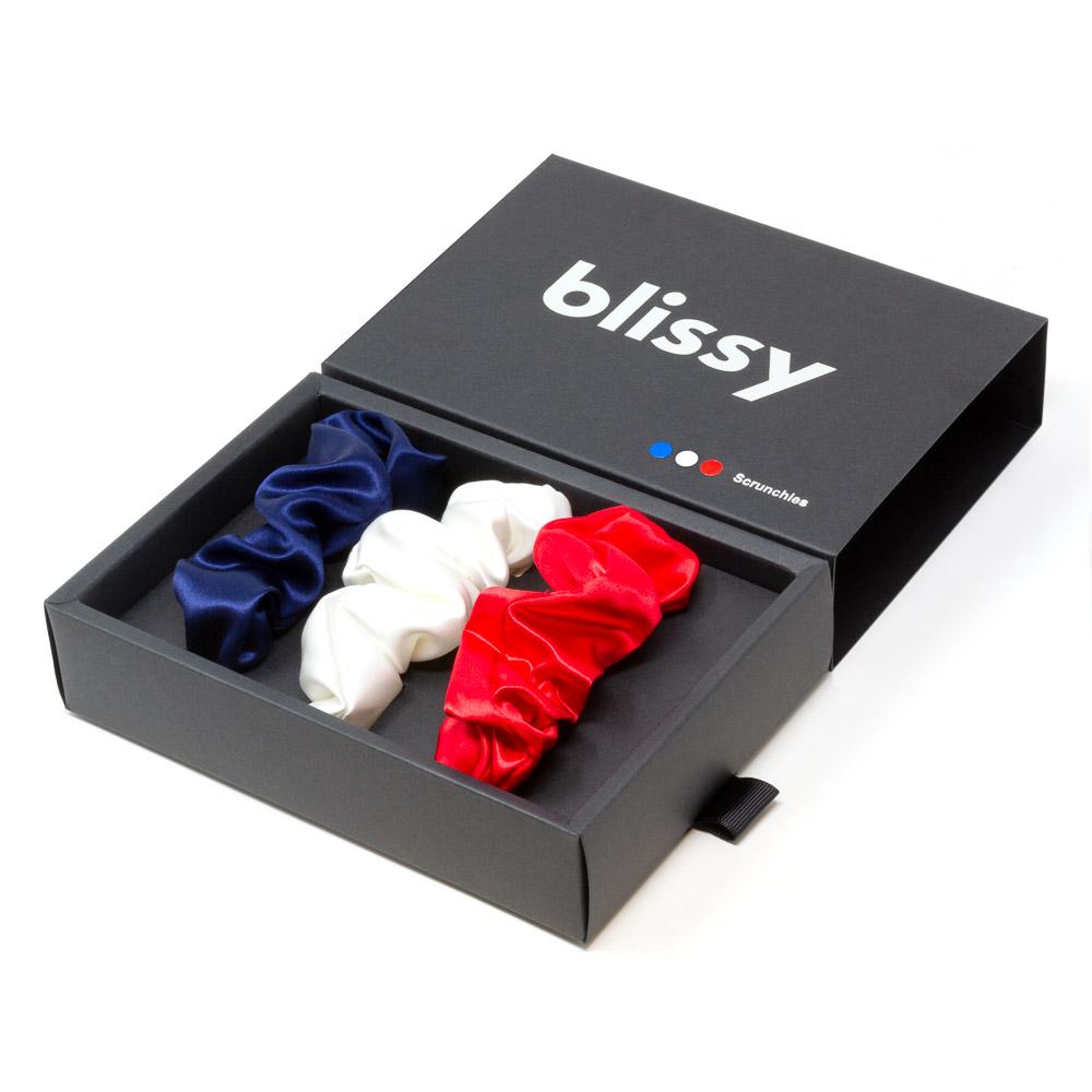 Blissy Hair Scrunchies - Rood, Wit, Blauw